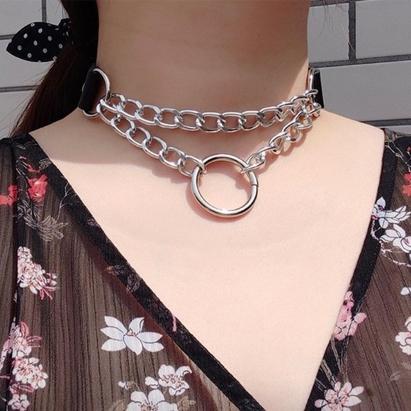 LAST! NEW steampunk goth chain silver choker gold - Picture 2 of 5